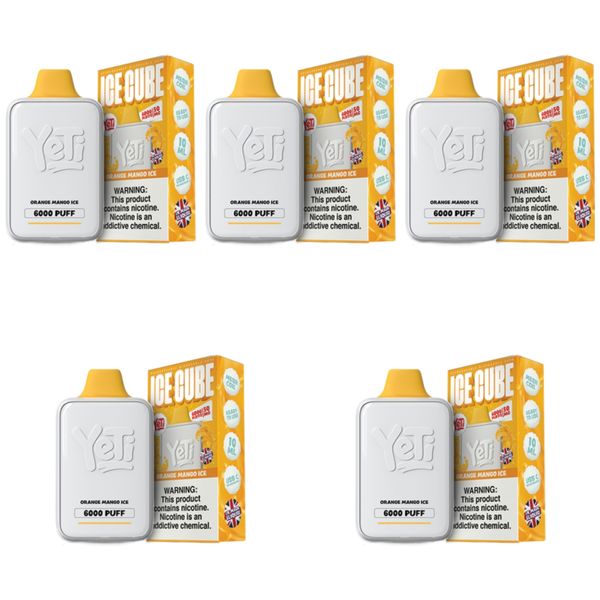 Yeti Ice Cube 6000 Puff Disposable Vape - Orange Mango Ice (Pack of 5)