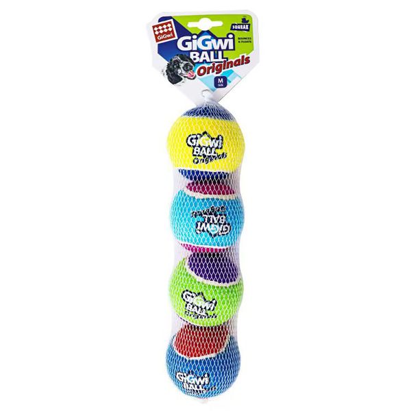 GiGwi Squeaky Dog Tennis Balls - 4-Color Pack