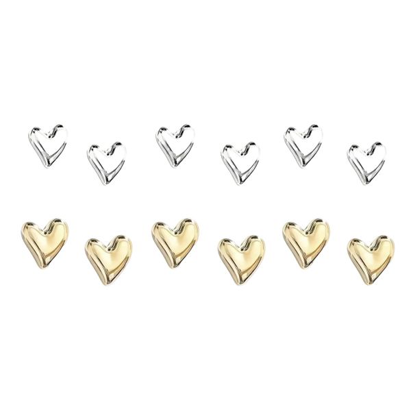 Heart Fridge Magnets - Set of 12 Gold &amp; Silver Decorative Kitchen Magnets