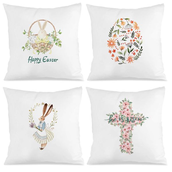 4 Piece Cottagecore Easter Pillowcase, Zipper Couch Sofa Pillow Cover