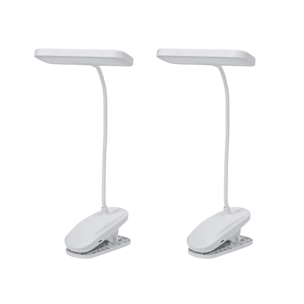 Clip-On Portable USB Rechargeable LED Desk Lamp and Reading Light - 2 Pack