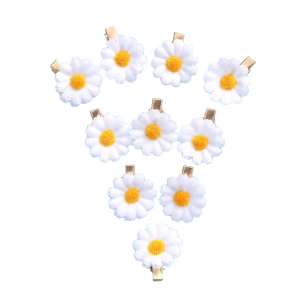 Fabric Daisy Hair Clips- 10 Pieces
