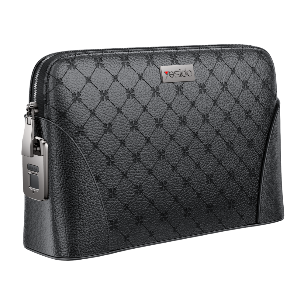 YESIDO Fingerprint Lock Clutch Bag-High-Grade Leather, Smart Security-WB56