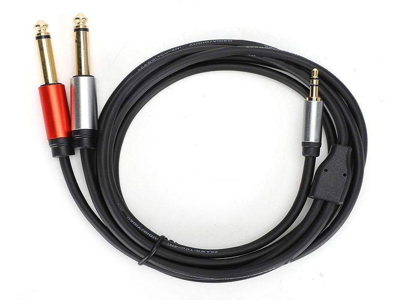 3m Microphone Cable with S3.5mm 2xS6.35mm Versatile Audio Connectivity