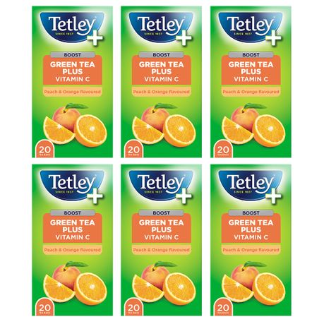 Tetley Peach & Orange Flavoured Green Tea with Vitamin C 20's - 120 Bags Image