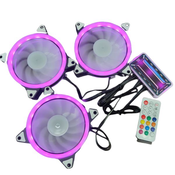 3Pc RGB Computer LED Case Fan with Controller for CPU Cooling