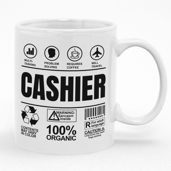 Cashier Mug, Birthday, Christmas Gift for Him Her Custom Printed Funny
