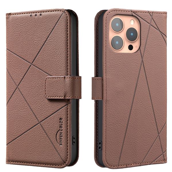 Check Leather Anti-Theft Phone Case Compatible With Apple iPhone 12 Pro Max