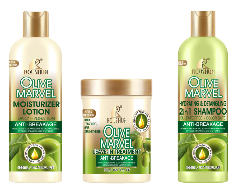Roushun Olive Miracle Strengthening Moisturizer Lotion, Shampoo & Treatment