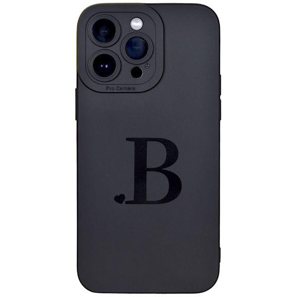 Black Phone Case with Initial B for iPhone 14 Pro