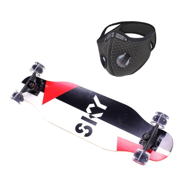 Skateboard 80cm Longboard with Protective Sports Mask - Sky