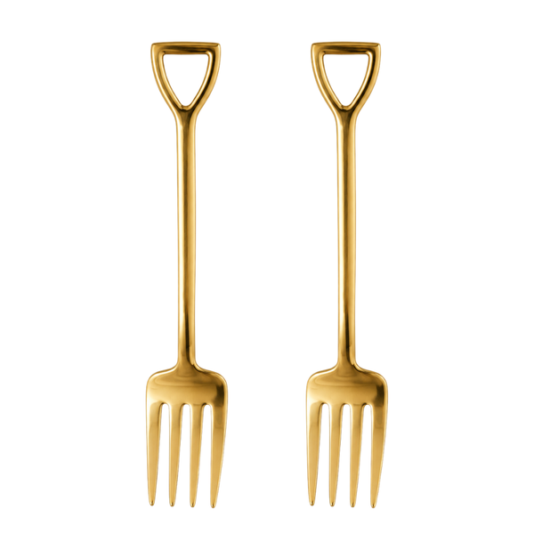 Luxury Gold Dessert Fork Set - 2 Piece 13 cm Stainless Steel Dining Fork
