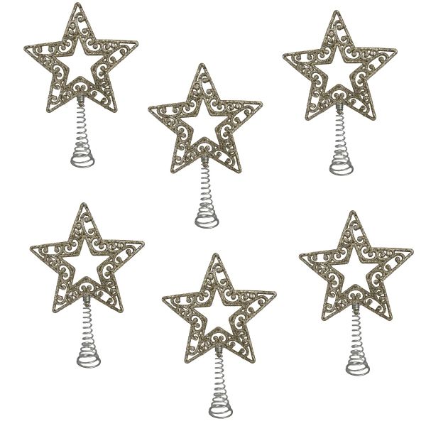 Glitter Star Decoration Ornament for the Christmas Tree (20cm) (Pack of 2)