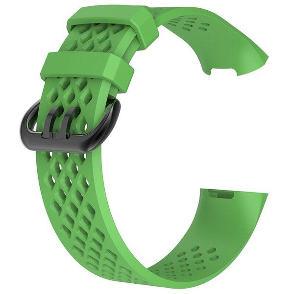 Mesh Silicone Bands Compatible with Fitbit Charge 3/4 - Green (Size: M/L)