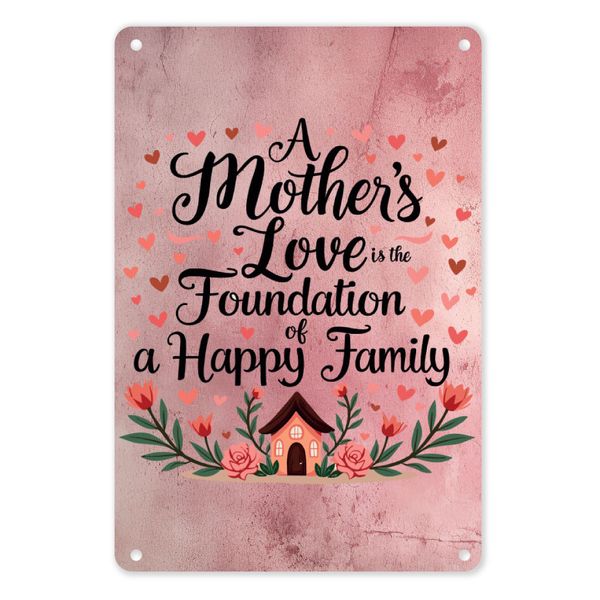 A4 Metal/Tin Poster - A Mother's Love is the Foundation of a Happy Family