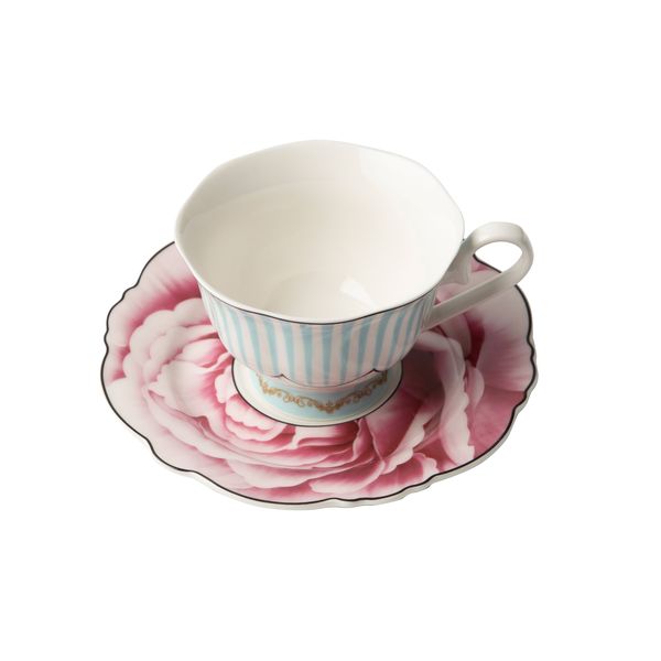 Jenna Clifford - Wavy Rose Cup &amp; Saucer Set of 4