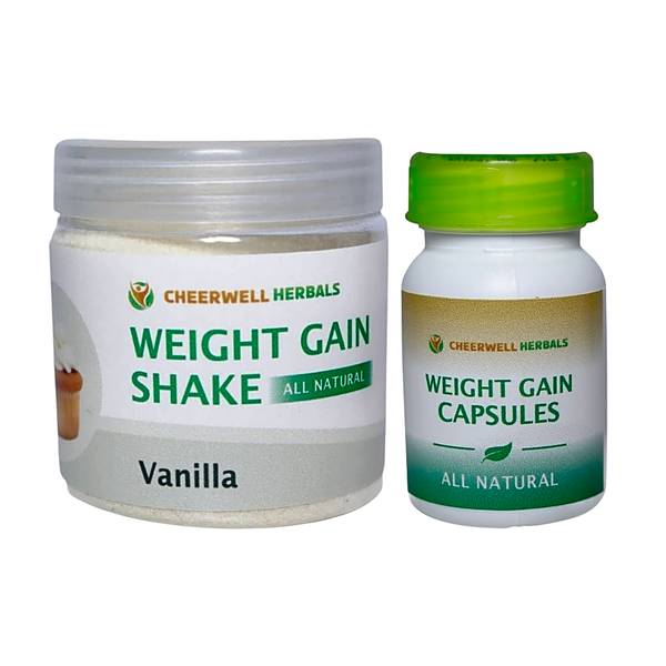 Cheerwell Herbals Weight Gain Shake Vanilla with Weight Gain Capsules Combo