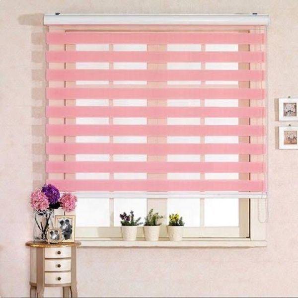 Modern Quality Zebra Blinds Dual Layer, Day Night Blinds for Windows - Pink