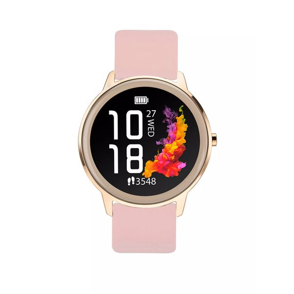 Gold Smart Watch for Women SW52 Max Sport with Pink Silicone Strap