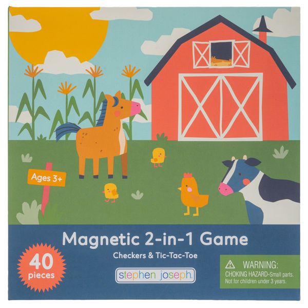 Stephen Joseph Magnetic 2-in-1 Game Tic-Tac-Toe &amp; Checkers Farm