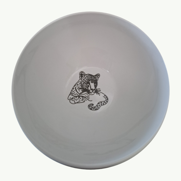 African Big Five White Porcelain Bowl set of 4 - Leopard
