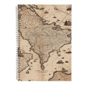 Old A4 Notebook Spiral and Lined Maps Graphic Notepad Design Present ...