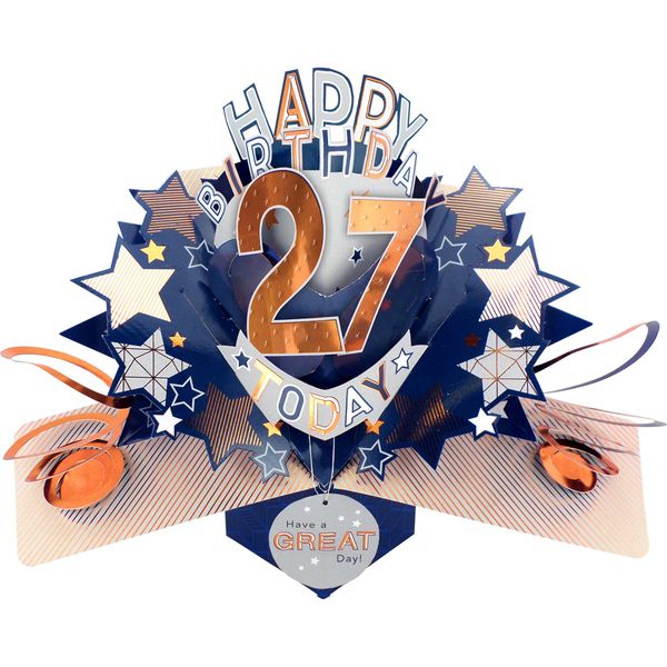 Happy 27th Birthday 3D Pop Up Card - Male