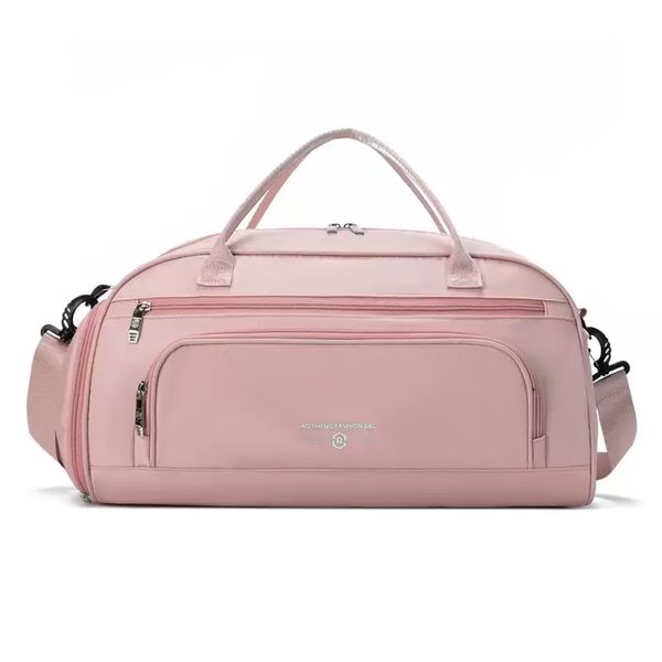 Travel/Gym Duffel Bag with Shoe Compartment - Waterproof Sport Bag - Pink