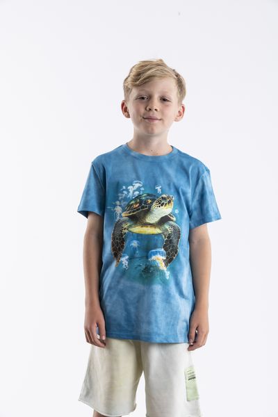 Kool Africa-Blue Animal Dyed T-Shirt- Turtle &amp; Jelly Fish -For Boys &amp; Girls