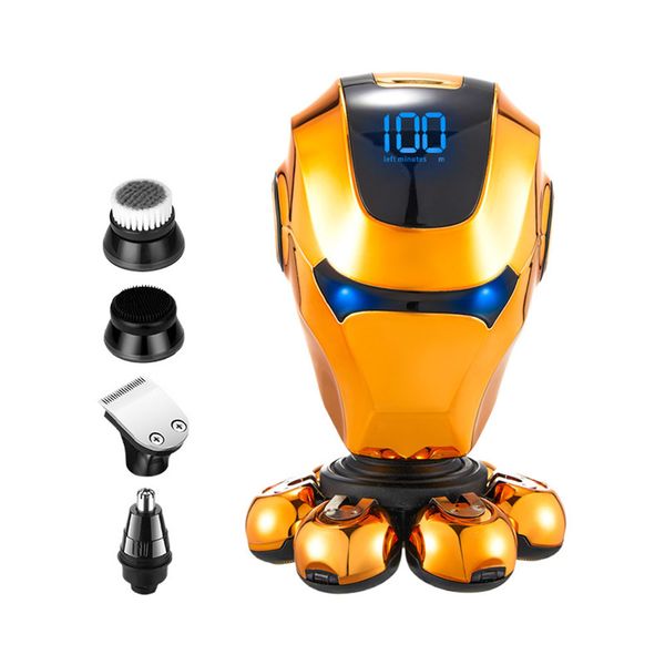 Electric Head Shaver 7D Rotary Bald Razor Waterproof LED Type-C