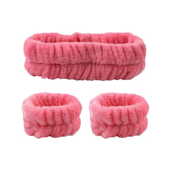 Coral Fiber Headband &amp; Wristbands With High Water Absorption - Bright Red