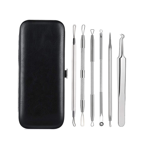 6Pcs Blackhead Remover Pimple Popper Tool Kit Stainless Comedone Extractor