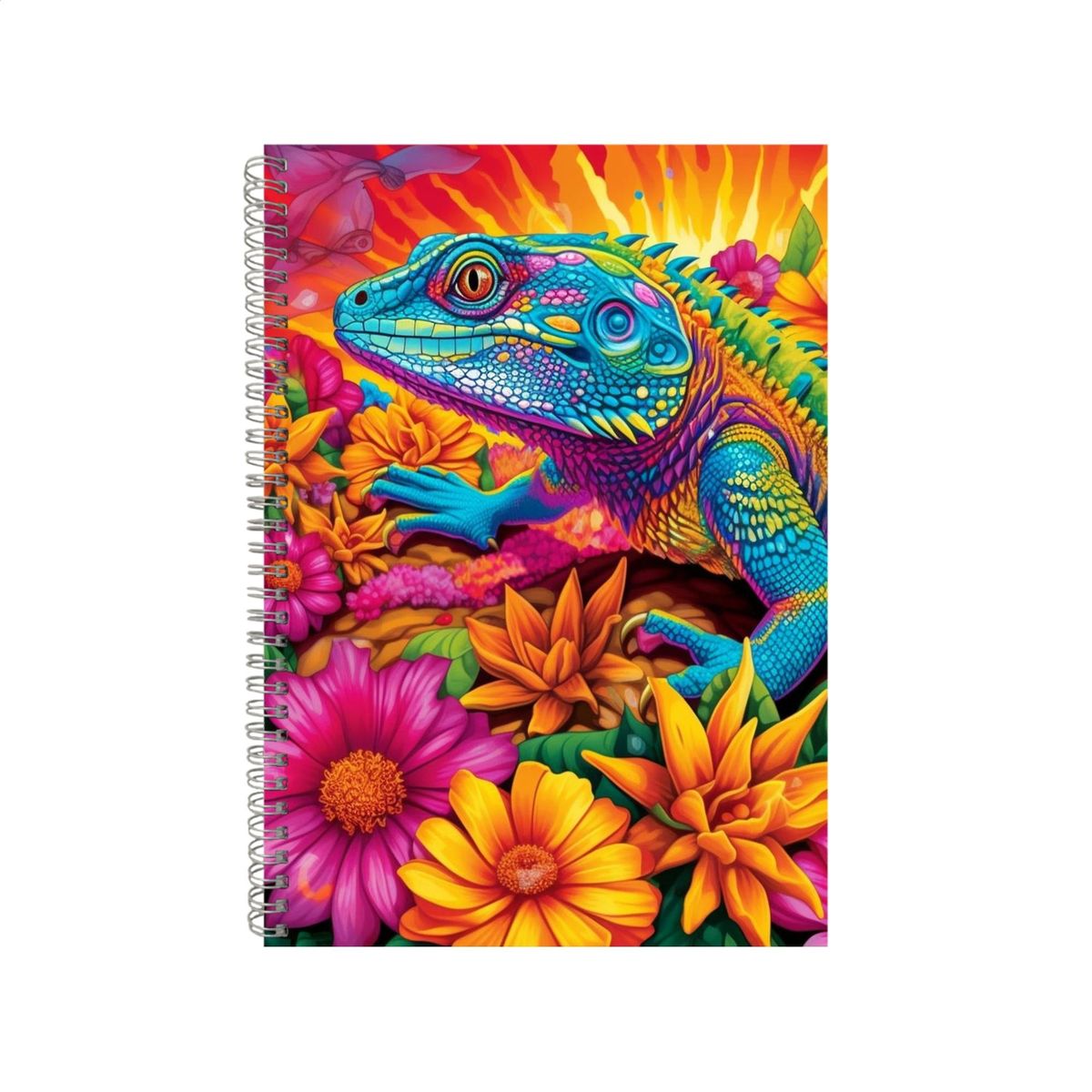 Lizard With Yellow Daisies Neon Notebook Animal Gift Idea A4 Notepad ...