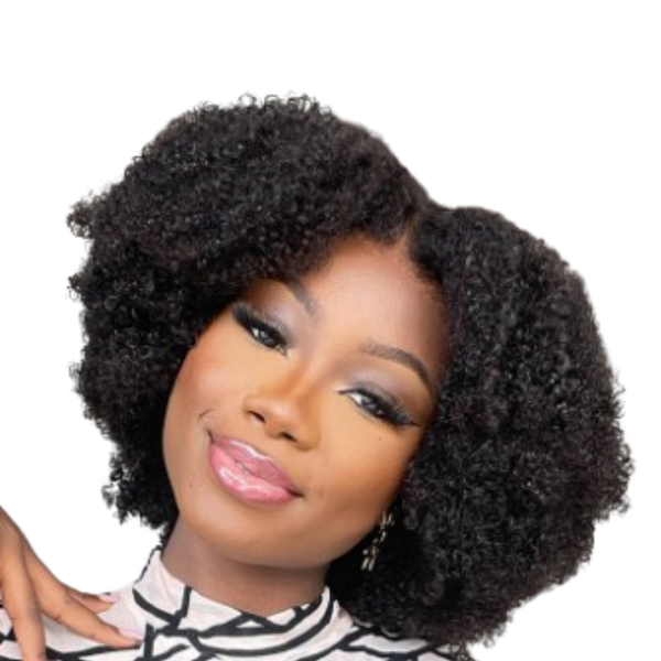 Brazilian Hair Afro Kinky Curly Wig With Closure.