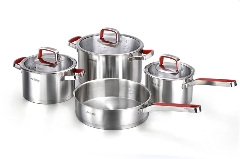 Solige 7 Piece Stainless Steel Cookware Pot Set with Aluminium Core (3 Ply)