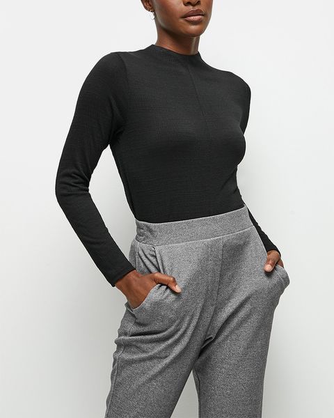 Women's Edit Fitted Funnel Neck Tee - Black