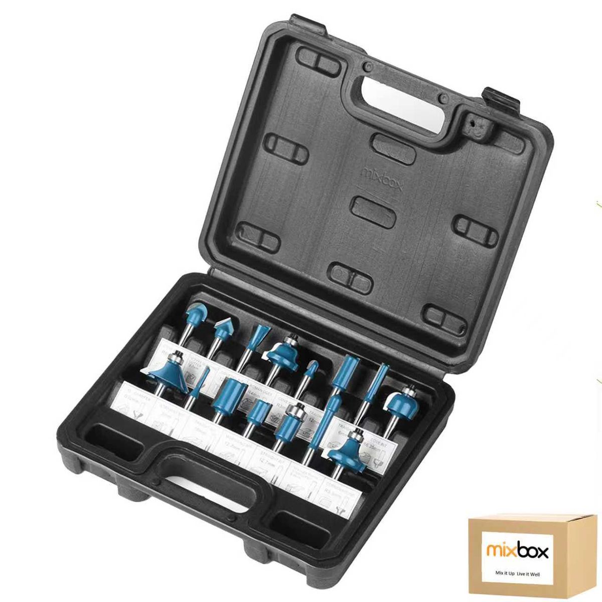 Mix Box 1/4″ Router Bit Set for Woodworking-15 PCS