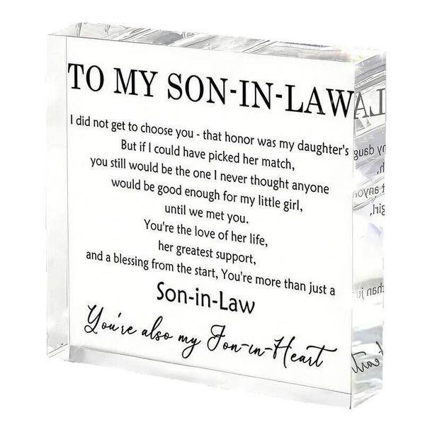 Clear Acrylic Desk Sign - Meaningful Son-in-Law Gift