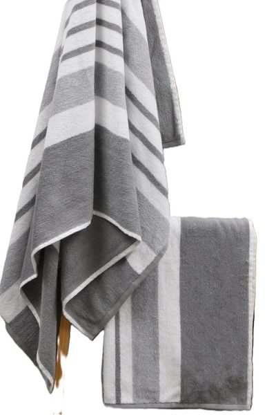 Carrington Stripe Cotton Bath Sheet, 85x150cm charcoal