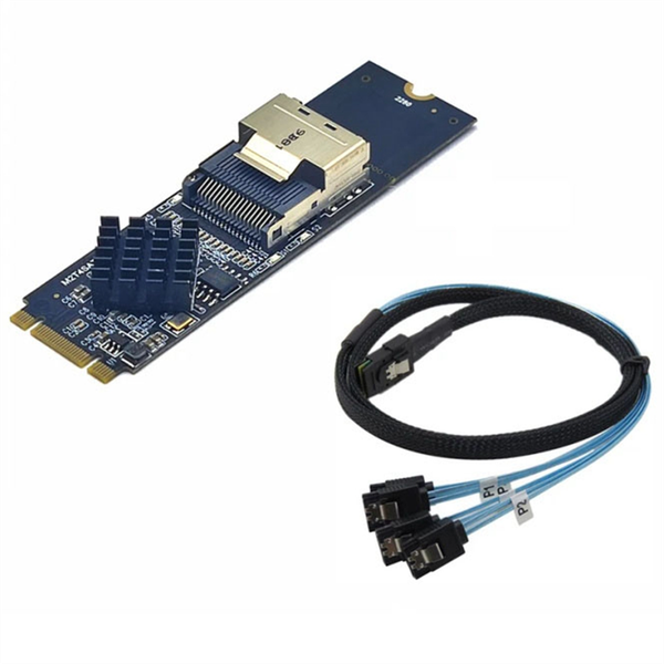 M 2 Nvme To Mini Sas Sff-8087 Expansion Card Support 4 Port Sata3 0