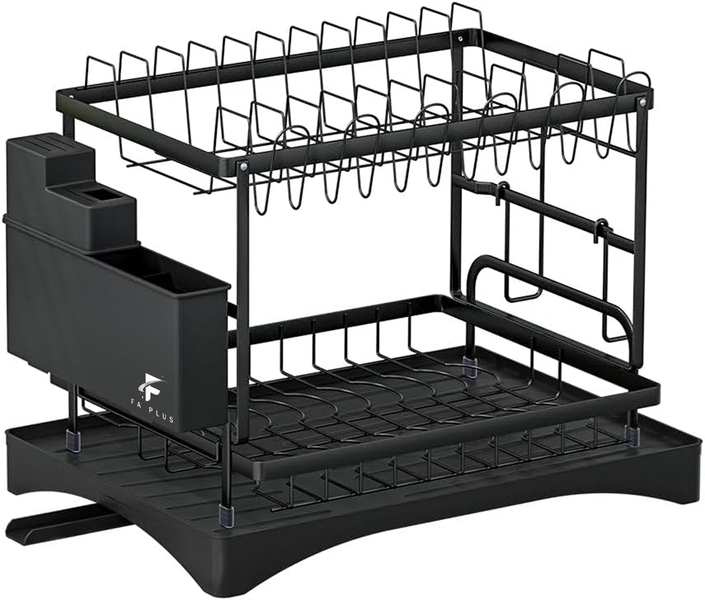 FA PLUS Double Layer Dish Rack, Modern Dish Drying Rack, Kitchen Drainer