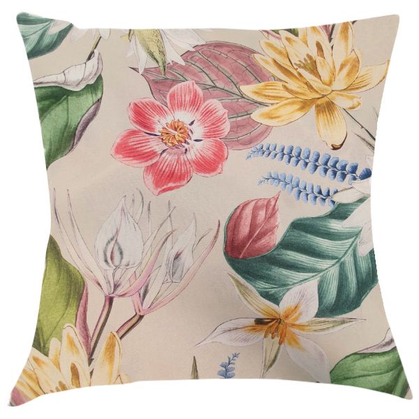 Beige Pillow with spring flowers (cover only)