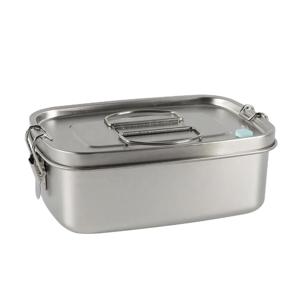 Premium 1.1L Stainless Steel Lunch Box with Clip Closure - 2 Pack