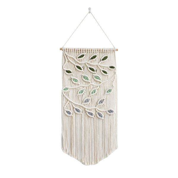 Leaves Macrame Wall Hanging Green Leaf Macrame Wall Hanging Decor-A