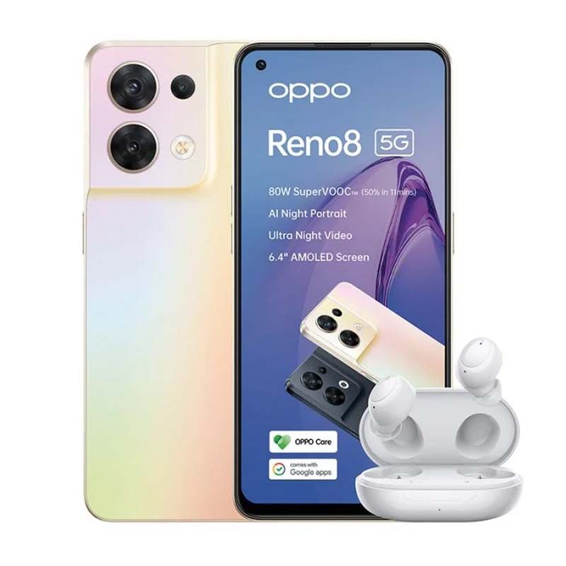 Oppo Reno8 5G Dual Sim 256GB with Wireless Earbuds - Shimmer Gold