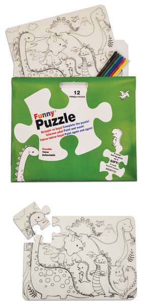 Funny Puzzle - Colouring in Puzzle- Dinosaur Age