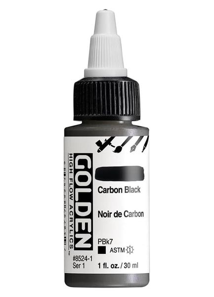 High Flow Acrylics by GOLDEN, 30ml / 1fl.oz, Bottle - Carbon Black