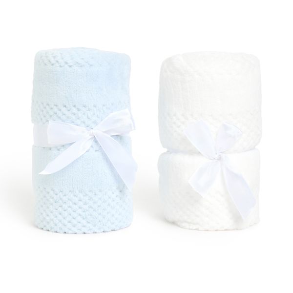 George &amp; Mason Baby - 200GSM Waffle Blanket Value Pack - Blue &amp; White