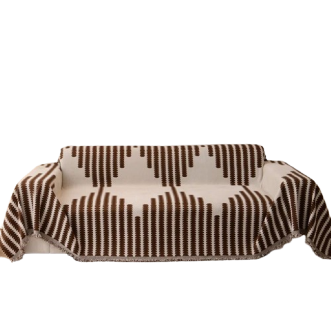 Reversible Boho white-brown throw Chenille couch cover/ throw Sofa Blanket