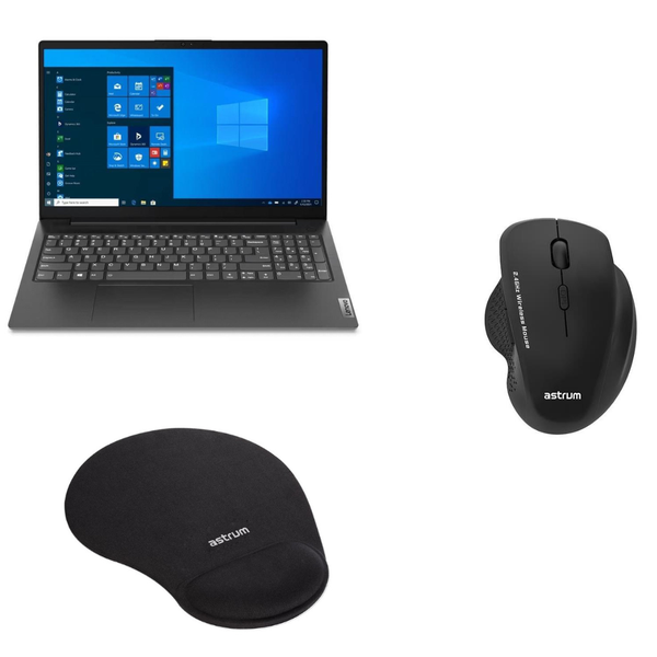 Lenovo V15 Laptop, Silicon Mousepad, &amp; Wireless Mouse